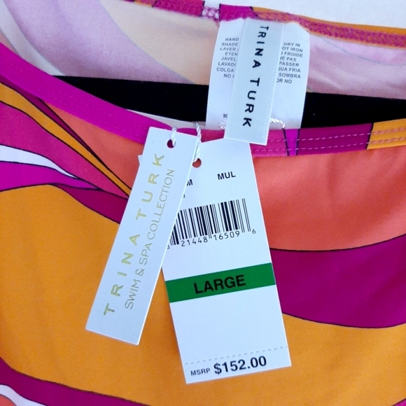 Trina Turk Vivid Vista Mini dress cover-up tunic soft stretch sleep sz Large NWT - Picture 5 of 6